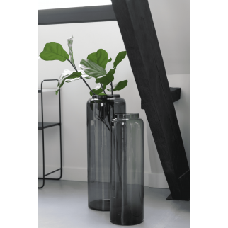 Vase droit en verre fumé gris XL – Ø25 XH70 cm