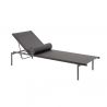 Bain de soleil transat avec coussin, chaise longue aluminium textilene