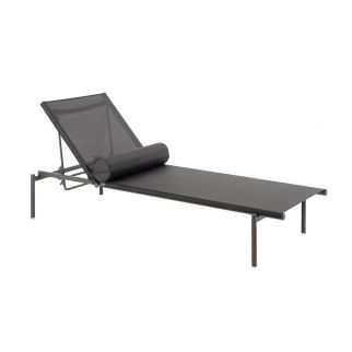 Bain de soleil transat avec coussin, chaise longue aluminium textilene