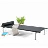 Bain de soleil transat avec coussin, chaise longue aluminium textilene