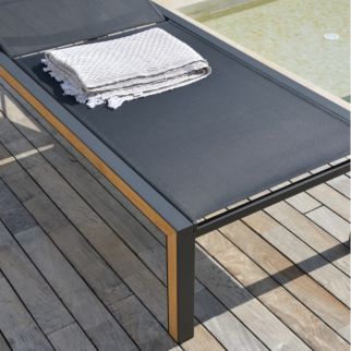 Bain de soleil haut, chaise longue large, transat piscine haut