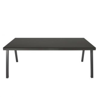 Table aluminium LUBANG - plateau verre - 2m x 1m - gris anthracite