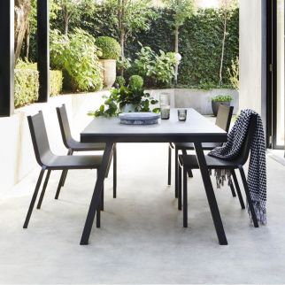 Table aluminium LUBANG - plateau verre - 2m x 1m - gris anthracite