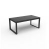 Table aluminium rallonge automatique, table de jardin alu plateau verre