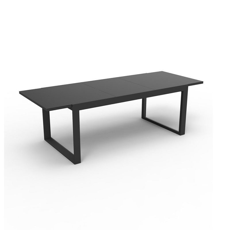 Table aluminium rallonge automatique, table de jardin alu plateau verre