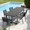 Table aluminium rallonge automatique, table de jardin alu plateau verre